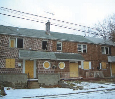 Before and after photos of the Wellington Heights development in Chester, Pennsylvania illustrate improvements in a distressed neighborhood that now offers affordable homes for first-time buyers.