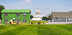 Two demo houses on exhibit at the National Mall.
