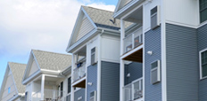 Angled view of rental apartment buildings.