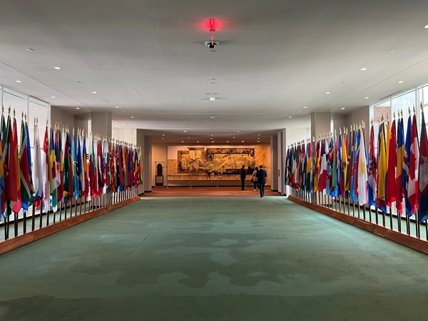 A Hall of Flags at the United Nations in New York.