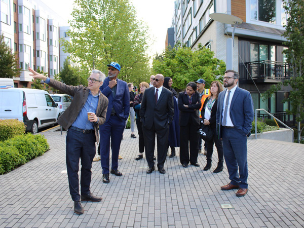 The tour group walking through the Yesler Terrace redevelopment.