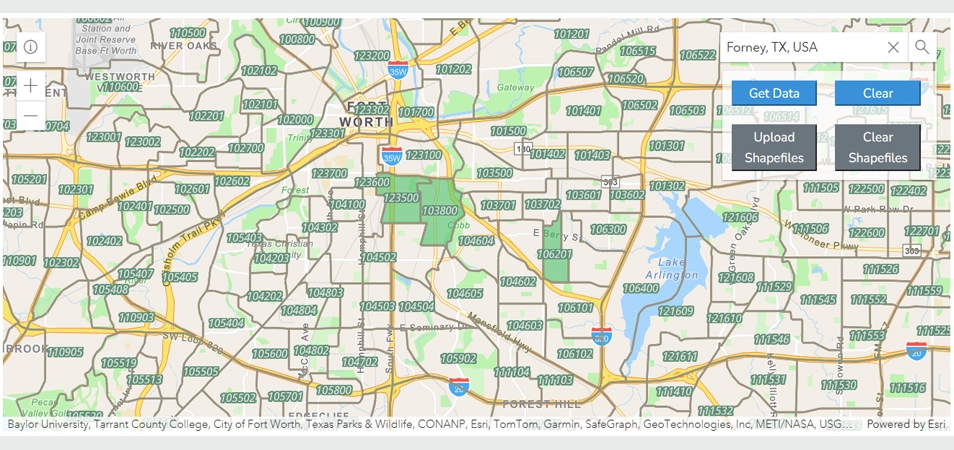 Figure 2. Census Tracts Near Central Fort Worth, Texas. A map showing two QOZ-designated census tracts near central Fort Worth, Texas.