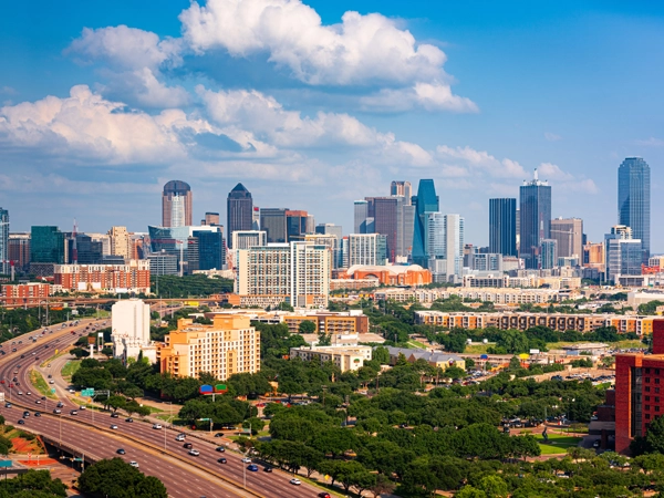 City skyline of Dallas, Texas.