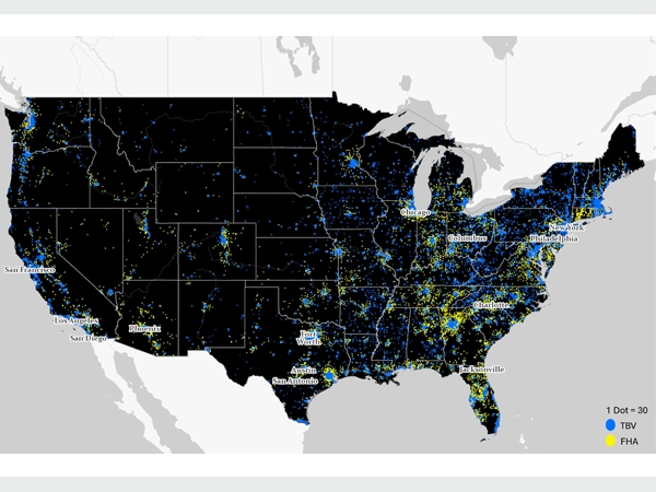 Figure 2: Dot Density Map of Participation in Rental and Homeownership Assistance Programs.